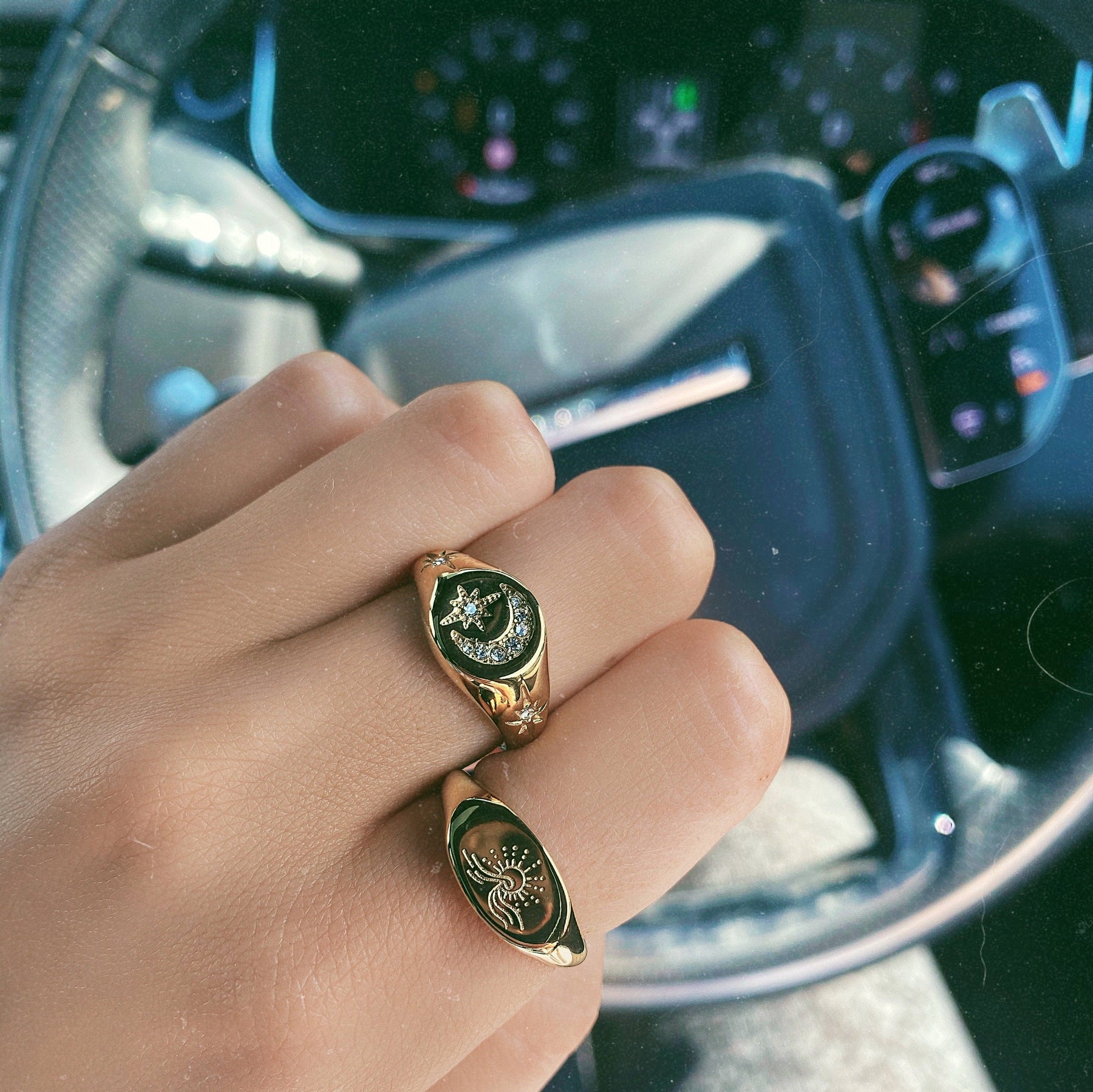 BohoMoon Stainless Steel Luna Signet Ring