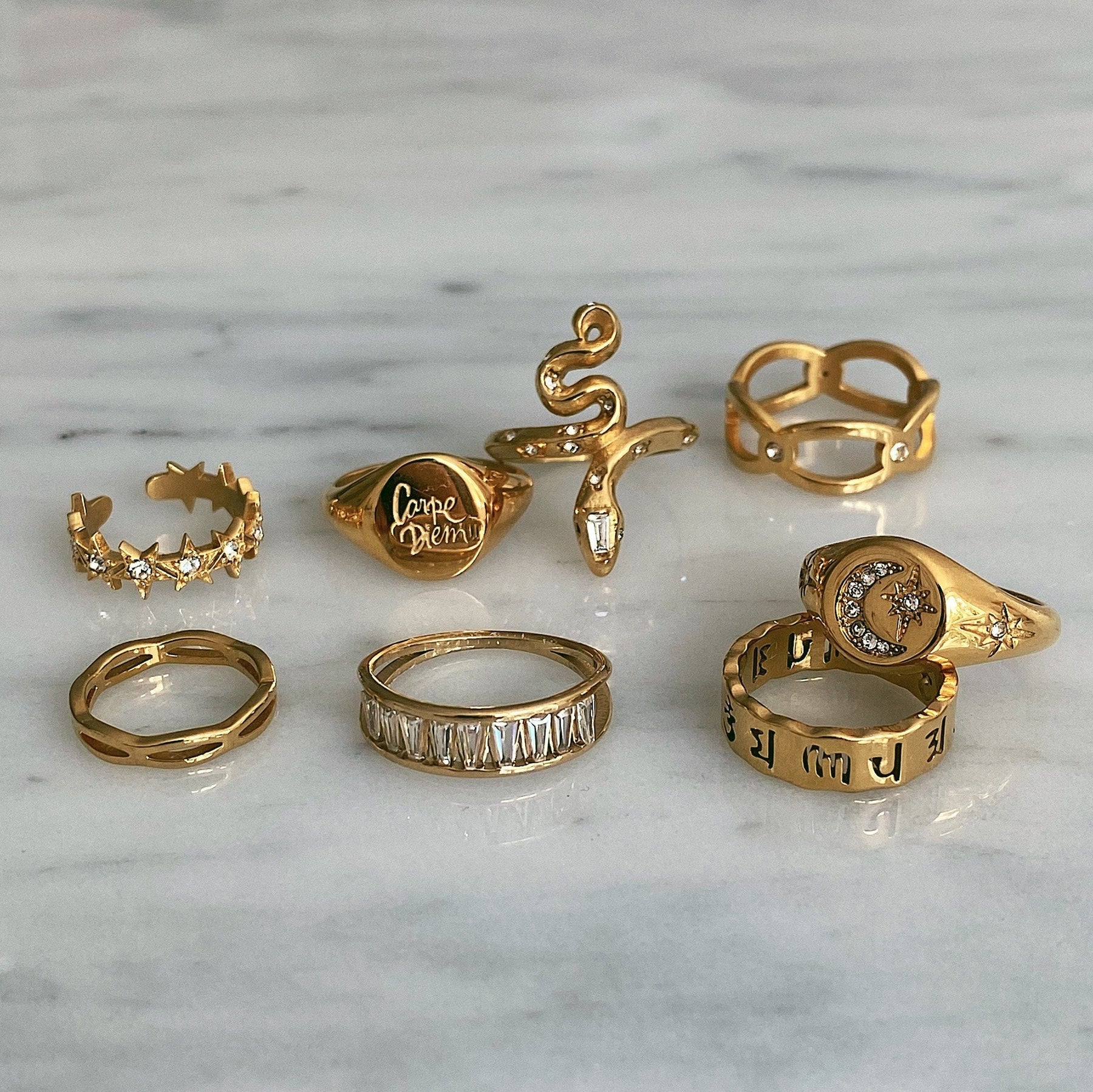 BohoMoon Stainless Steel Luna Signet Ring