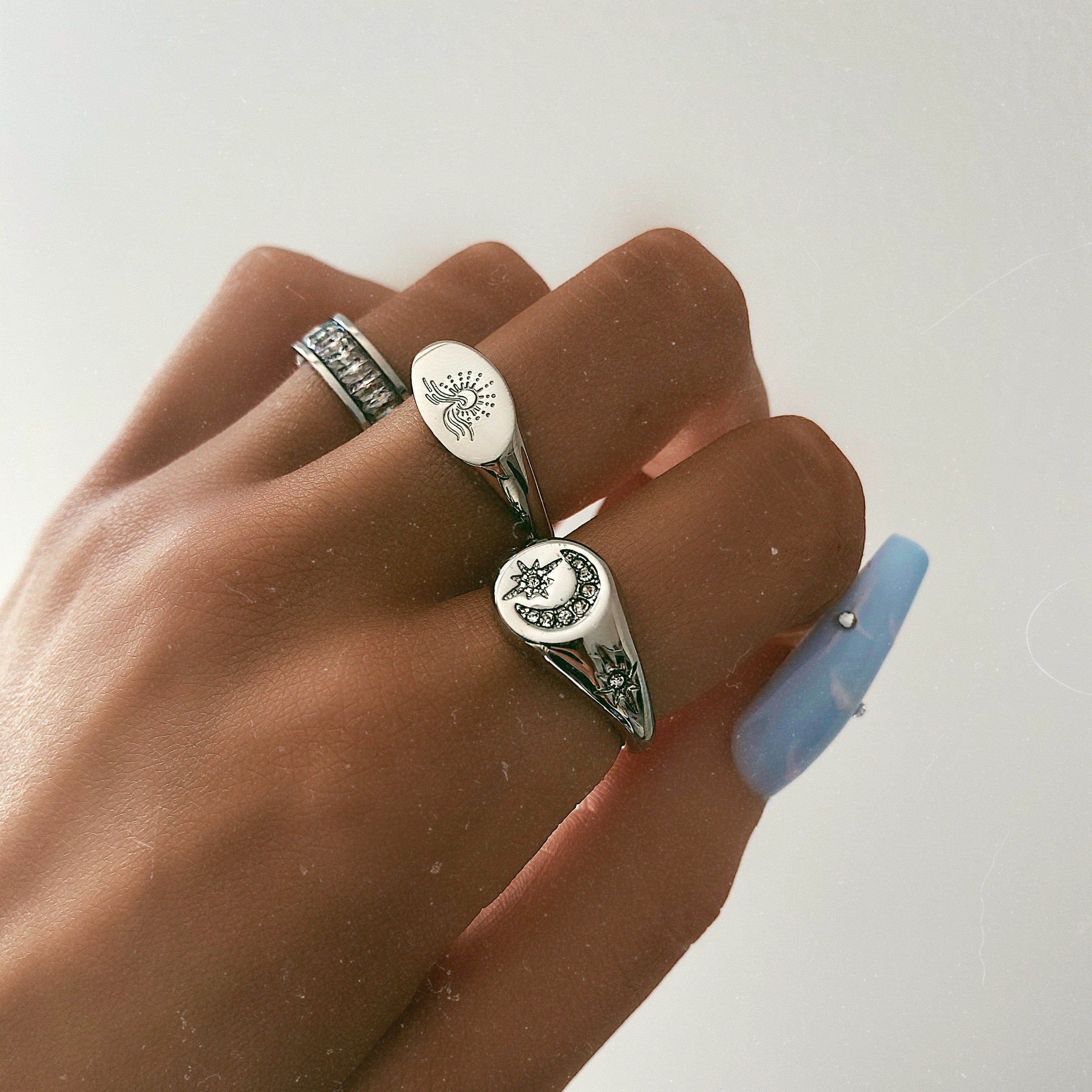 BohoMoon Stainless Steel Luna Signet Ring