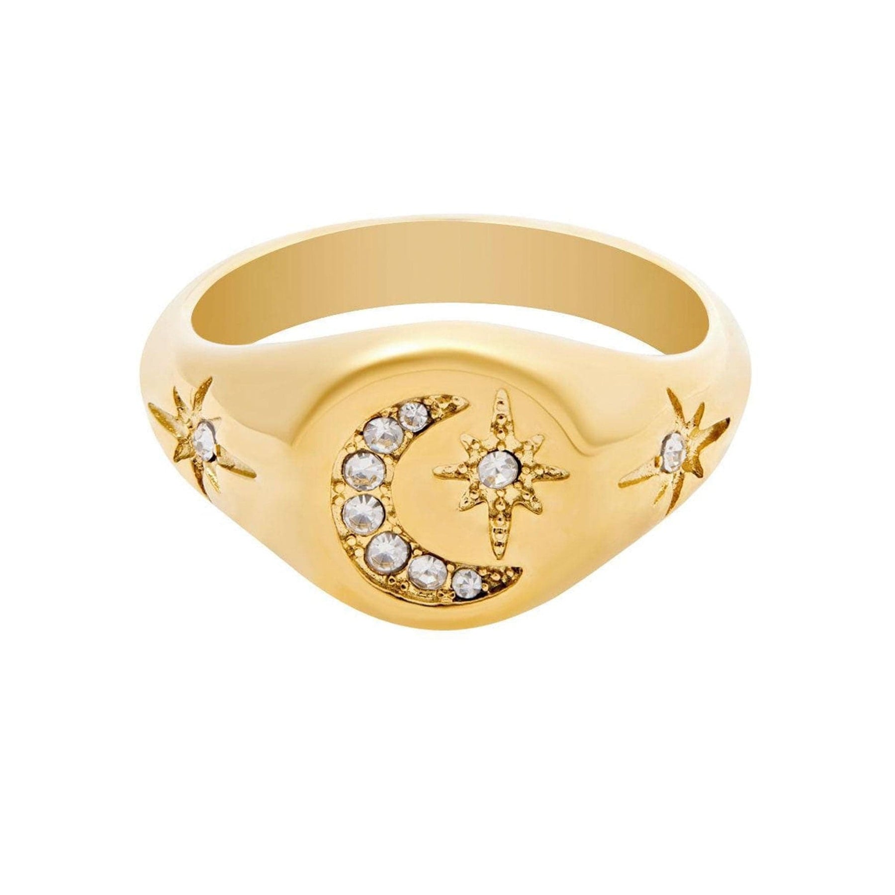 BohoMoon Stainless Steel Luna Signet Ring Gold / US 6 / UK L / EUR 51 (small)