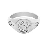 BohoMoon Stainless Steel Luna Signet Ring Silver / US 6 / UK L / EUR 51 (small)