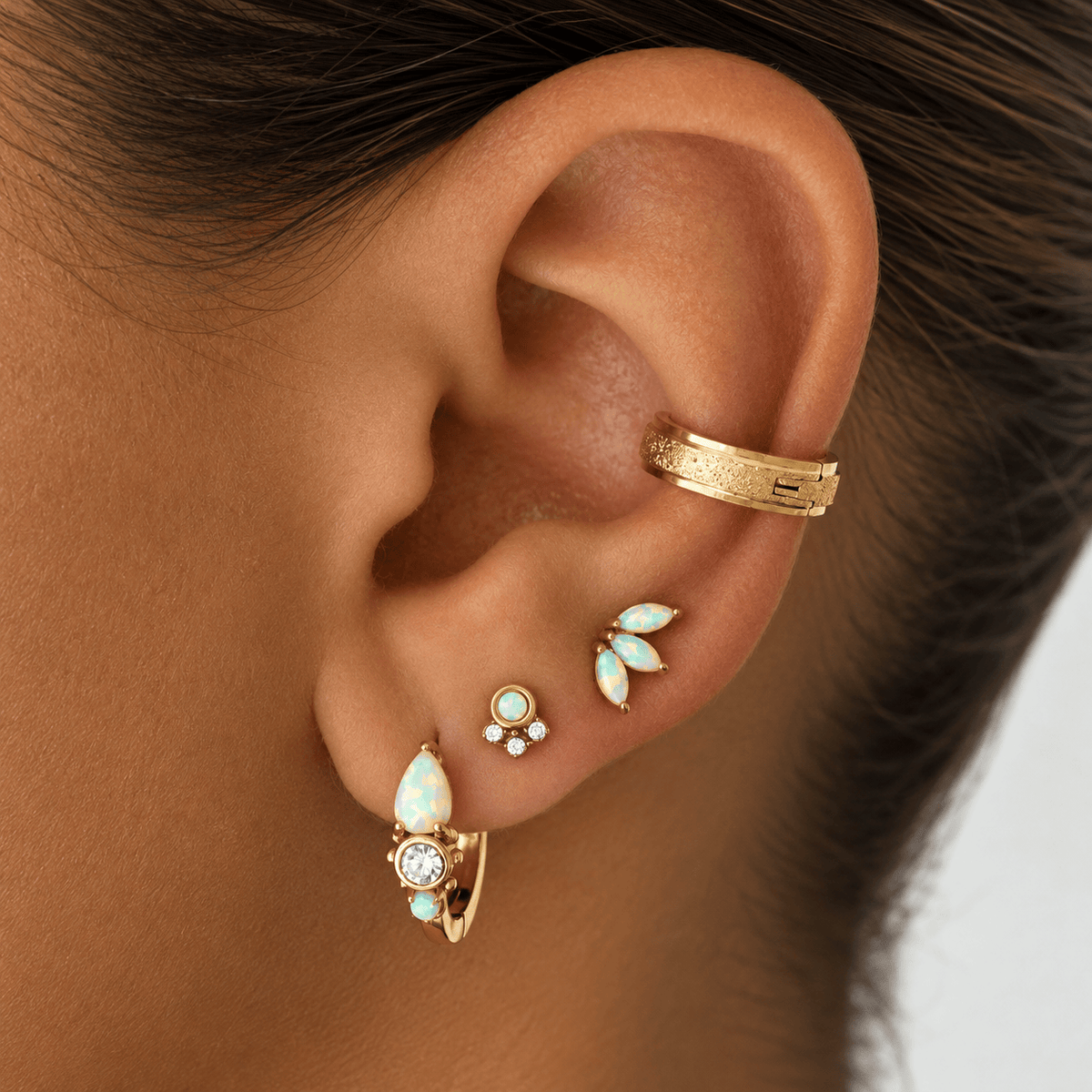 Bohomoon Stainless Steel Mercury Opal Stud Earrings