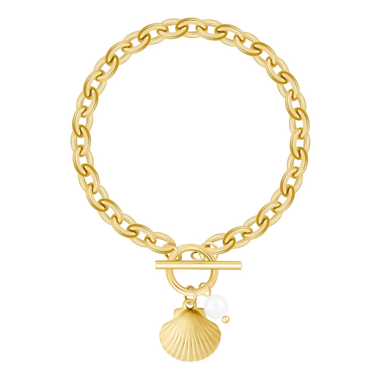 Bohomoon Stainless Steel Monaco Pearl TBar Bracelet