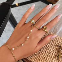 Bohomoon Stainless Steel Nico Pearl Hand Chain Bracelet