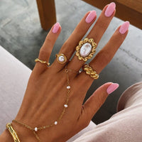 Bohomoon Stainless Steel Nico Pearl Hand Chain Bracelet