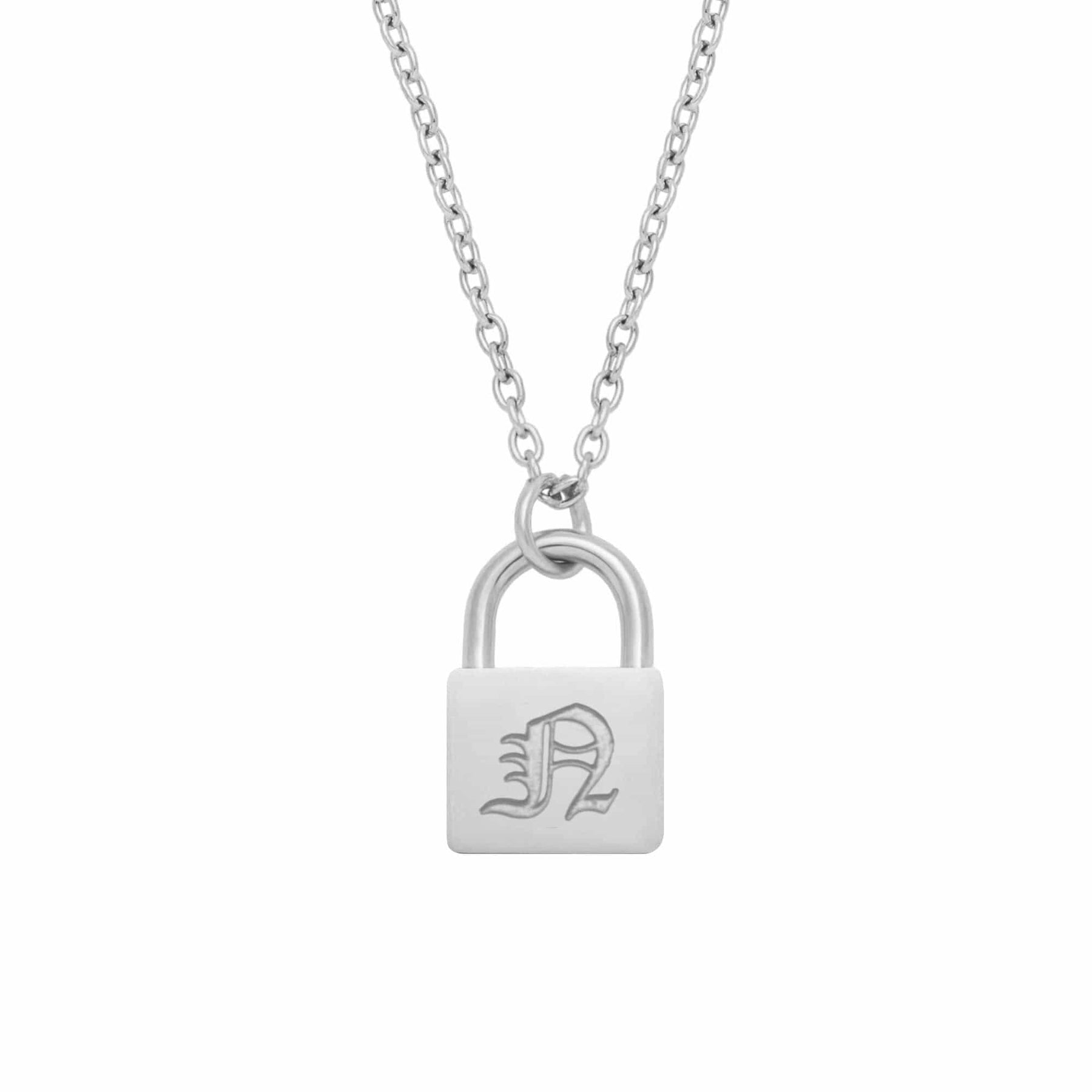 Bohomoon Stainless Steel Padlock Gothic Initial Necklace