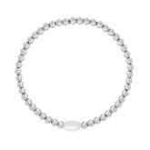 BohoMoon Stainless Steel Palm Springs Pearl Bracelet Silver