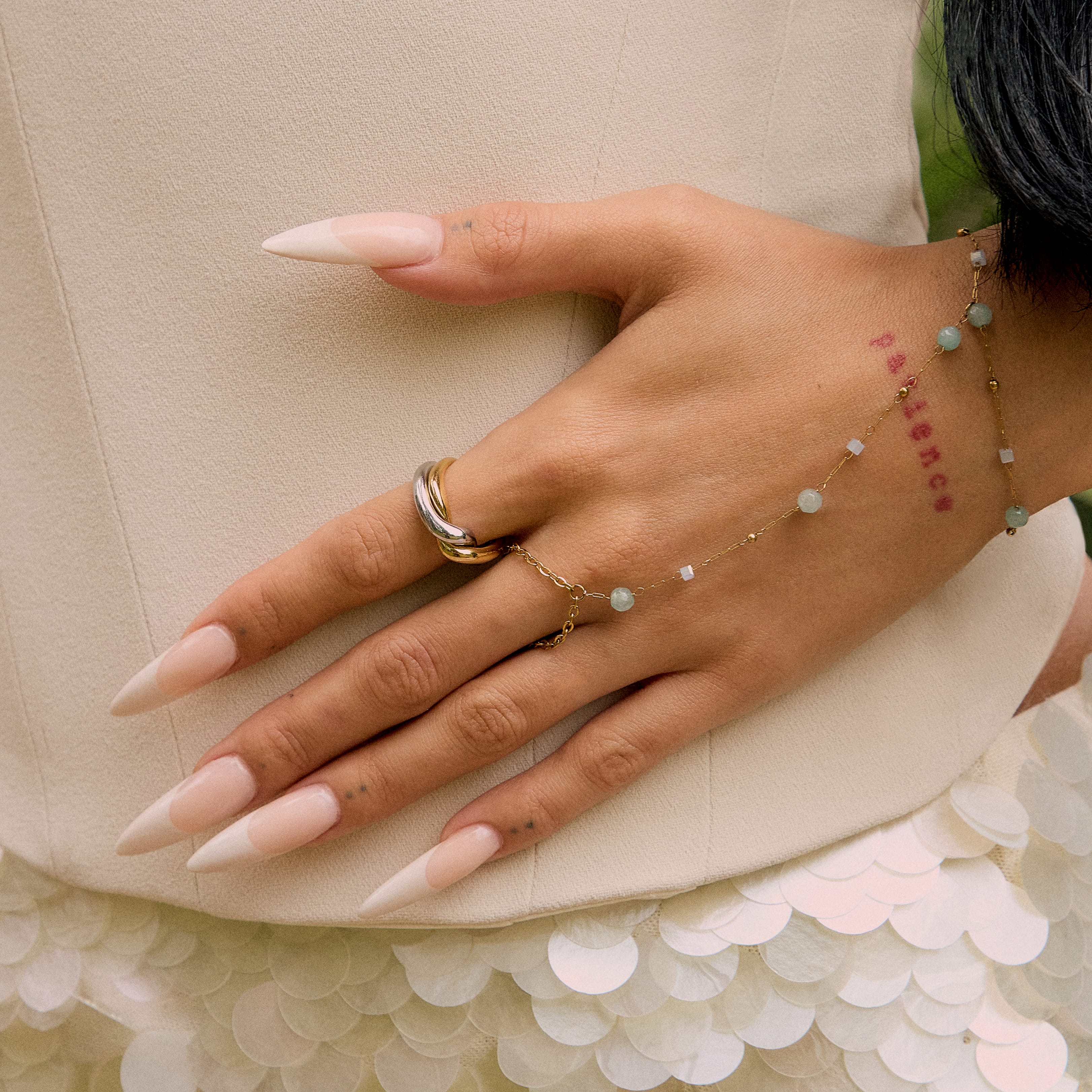 Bohomoon Stainless Steel Pastel Hand Chain Bracelet