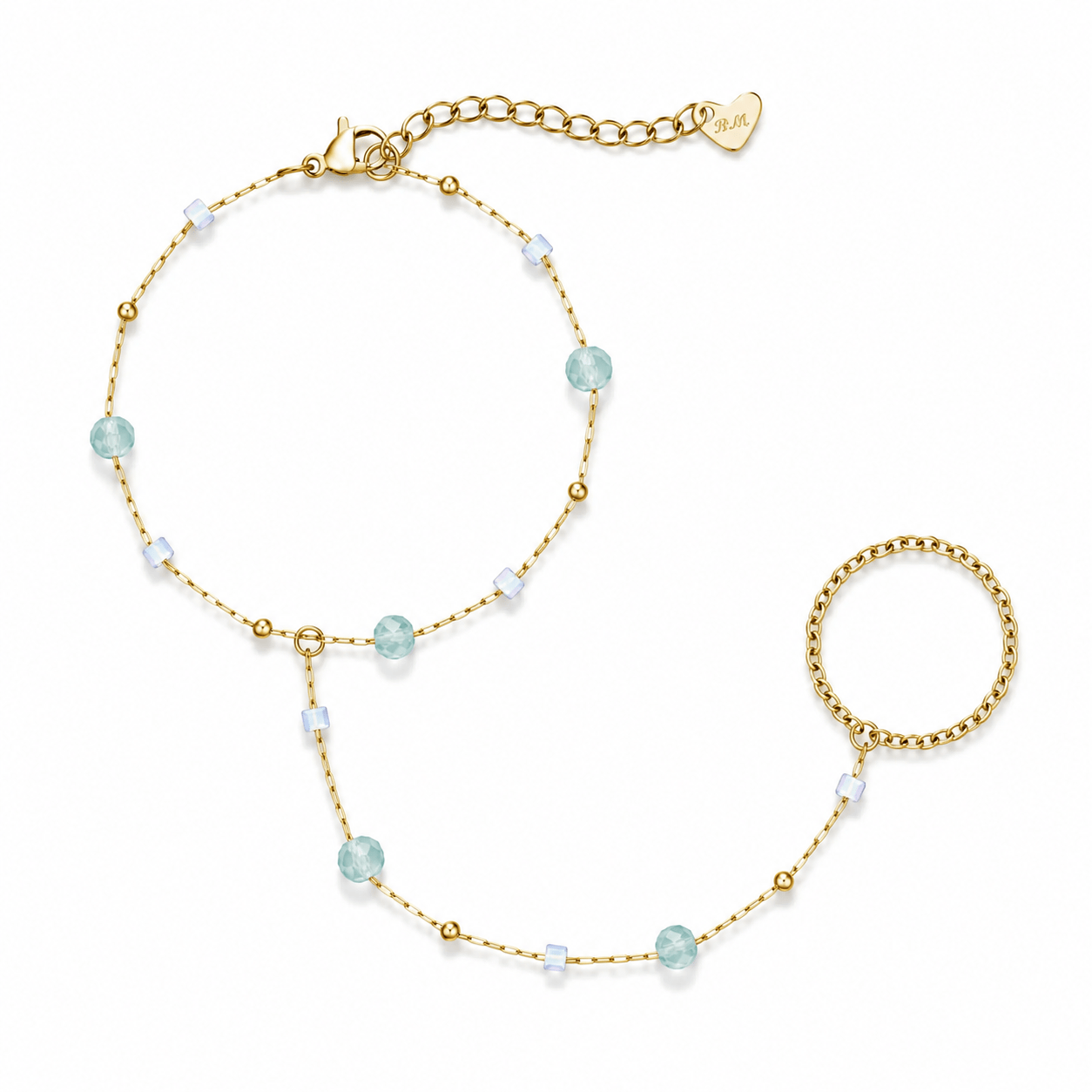 Bohomoon Stainless Steel Pastel Hand Chain Bracelet