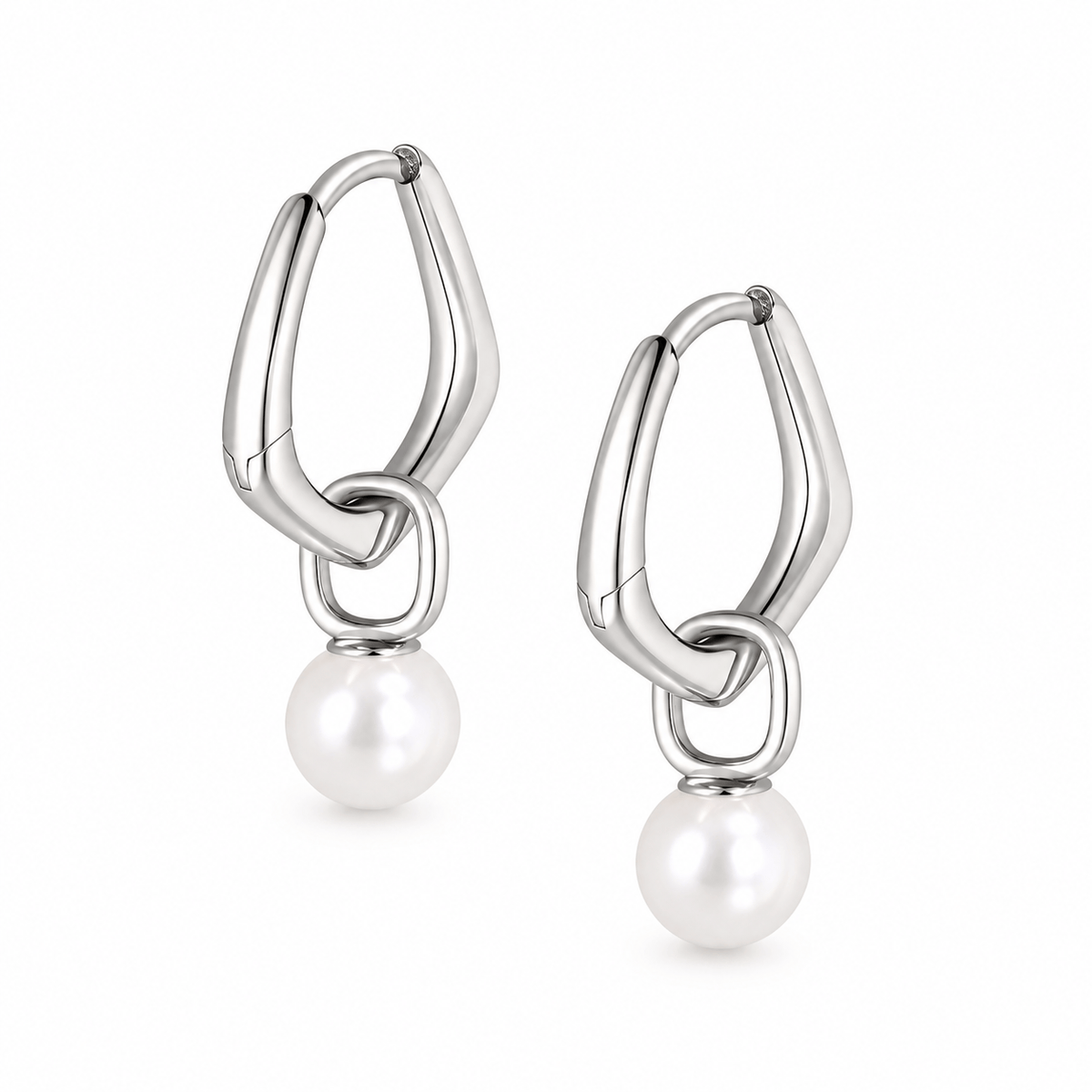 Bohomoon Stainless Steel Pia Pearl Hoop Earrings