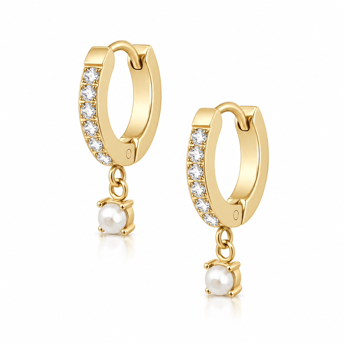 Bohomoon Stainless Steel Priscilla Pearl Hoop Earrings
