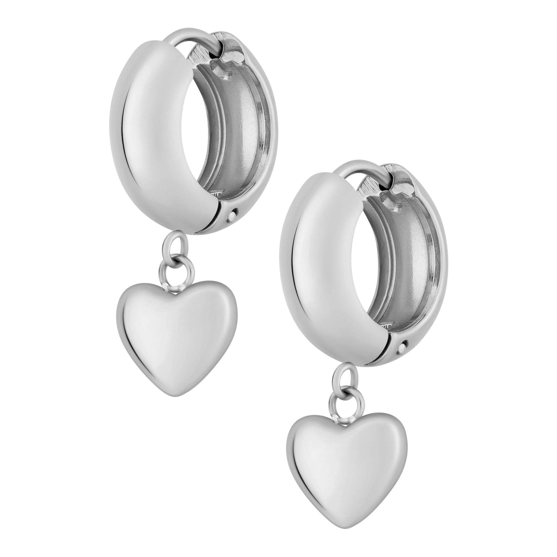 Bohomoon Stainless Steel Puffy Heart Hoop Earrings