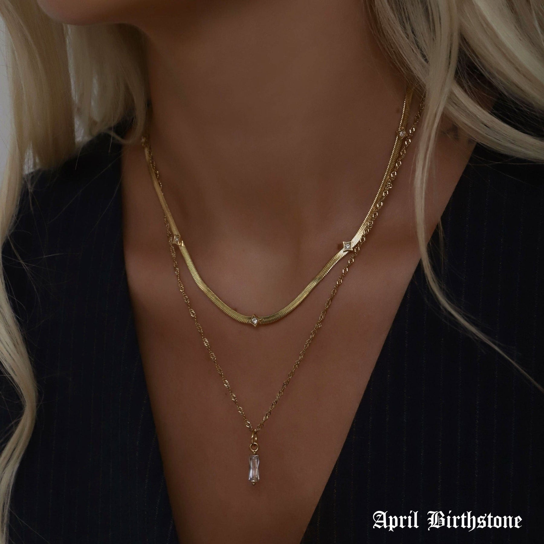 BohoMoon Stainless Steel Quartet Birthstone Necklace