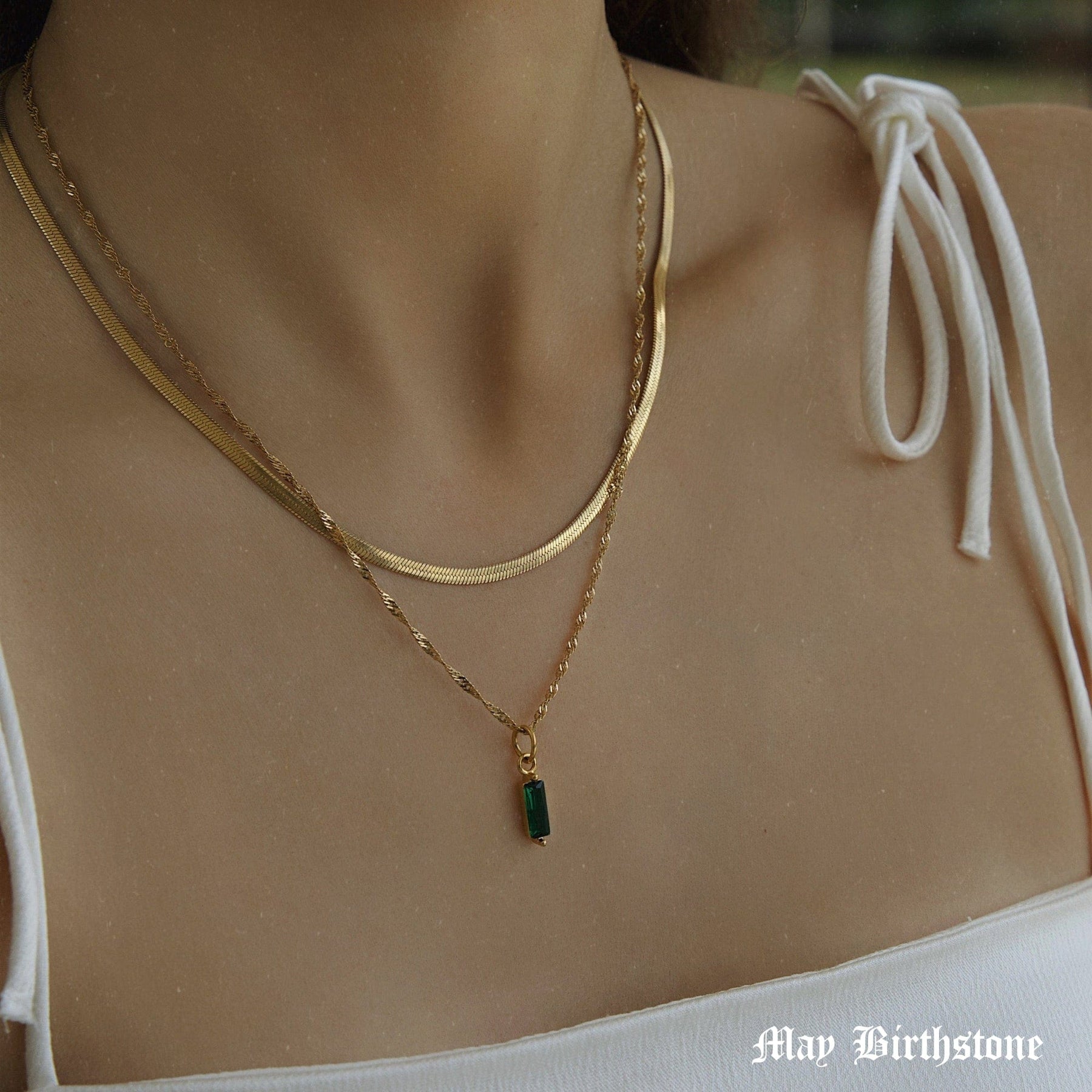 BohoMoon Stainless Steel Quartet Birthstone Necklace