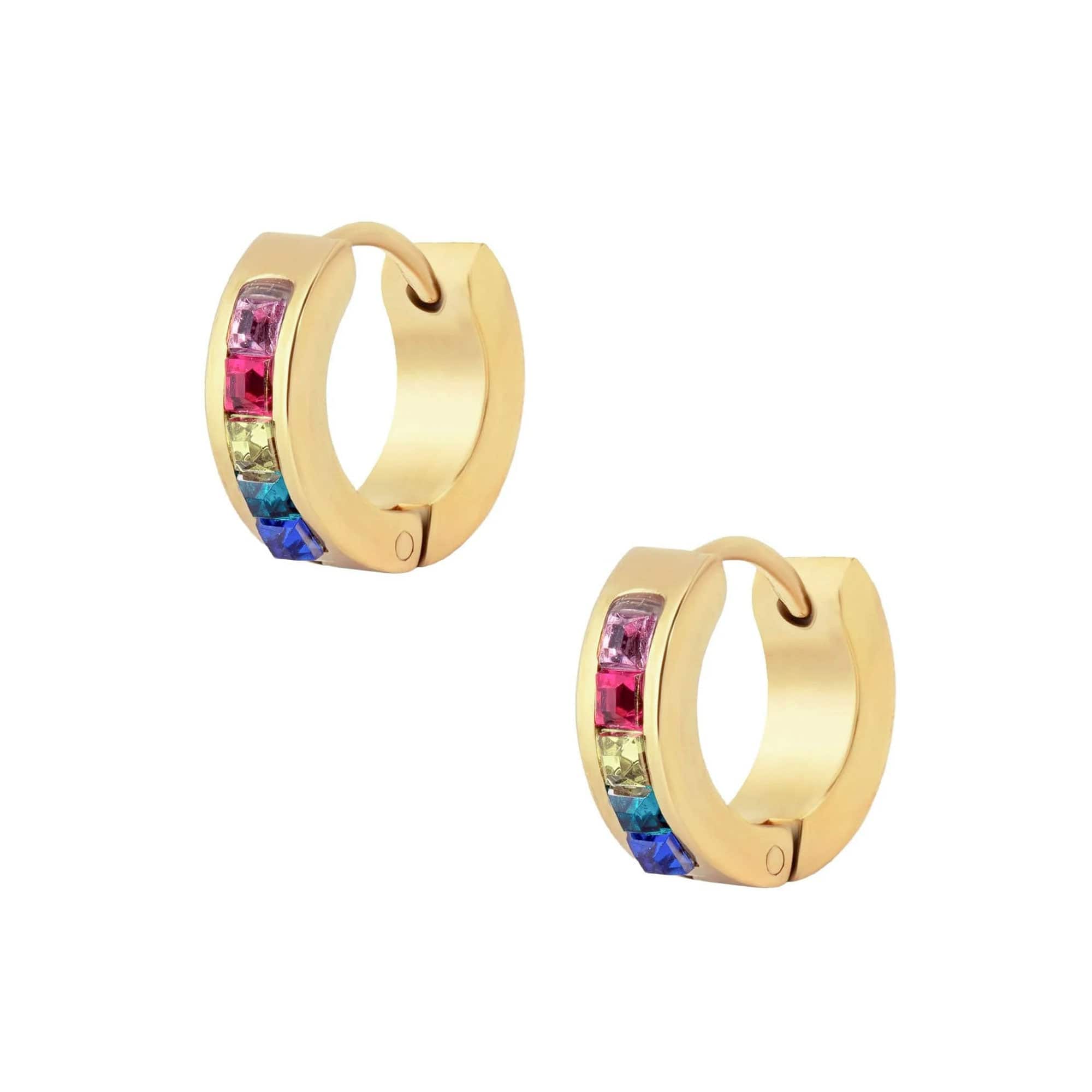 BOHOMOON Rainbow Hoop Earrings Waterproof Tarnish Free Stainless