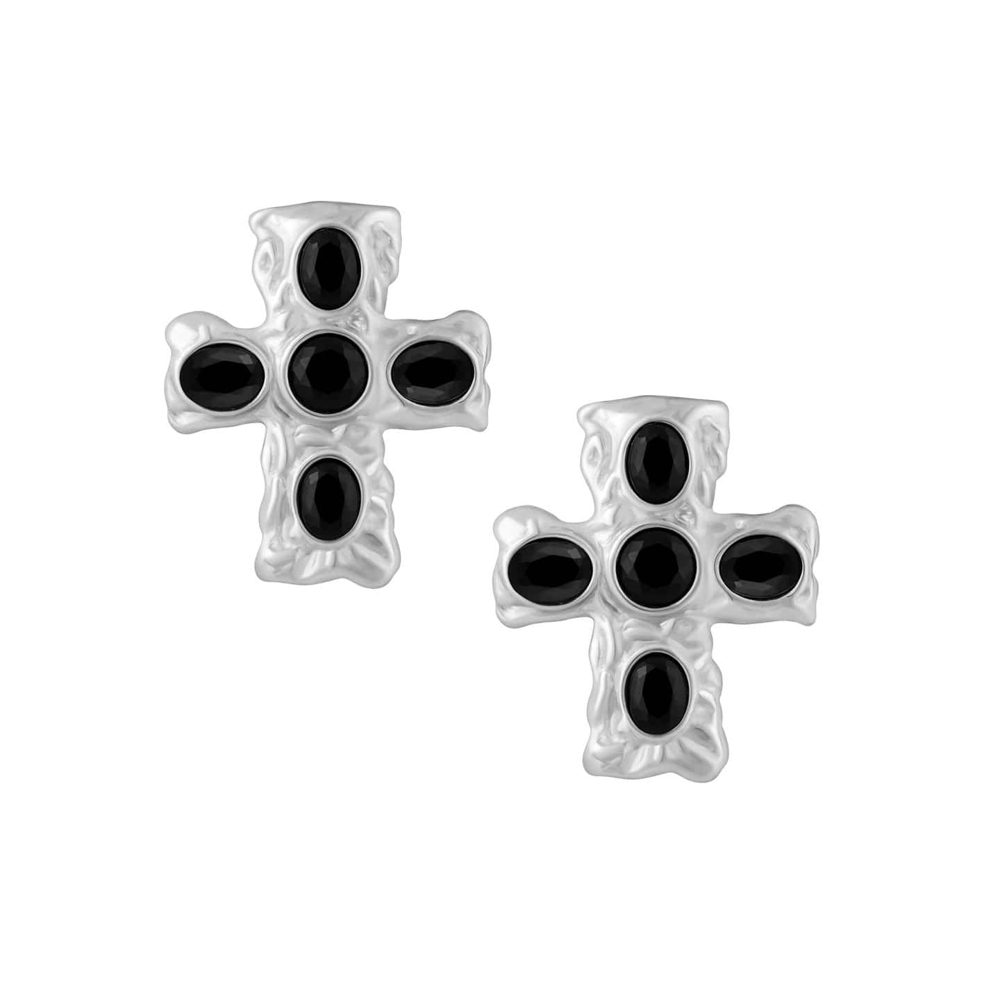 Bohomoon Stainless Steel Sable Cross Stud Earrings