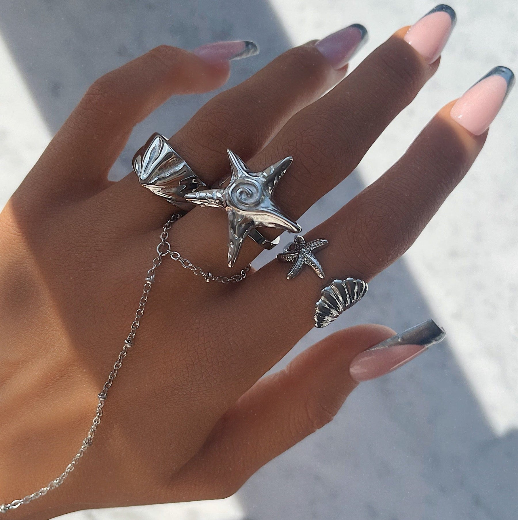 Bohomoon Stainless Steel Saint Hand Chain Bracelet