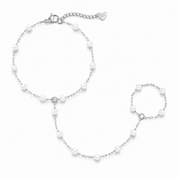 Bohomoon Stainless Steel Spencer Pearl Hand Chain Bracelet