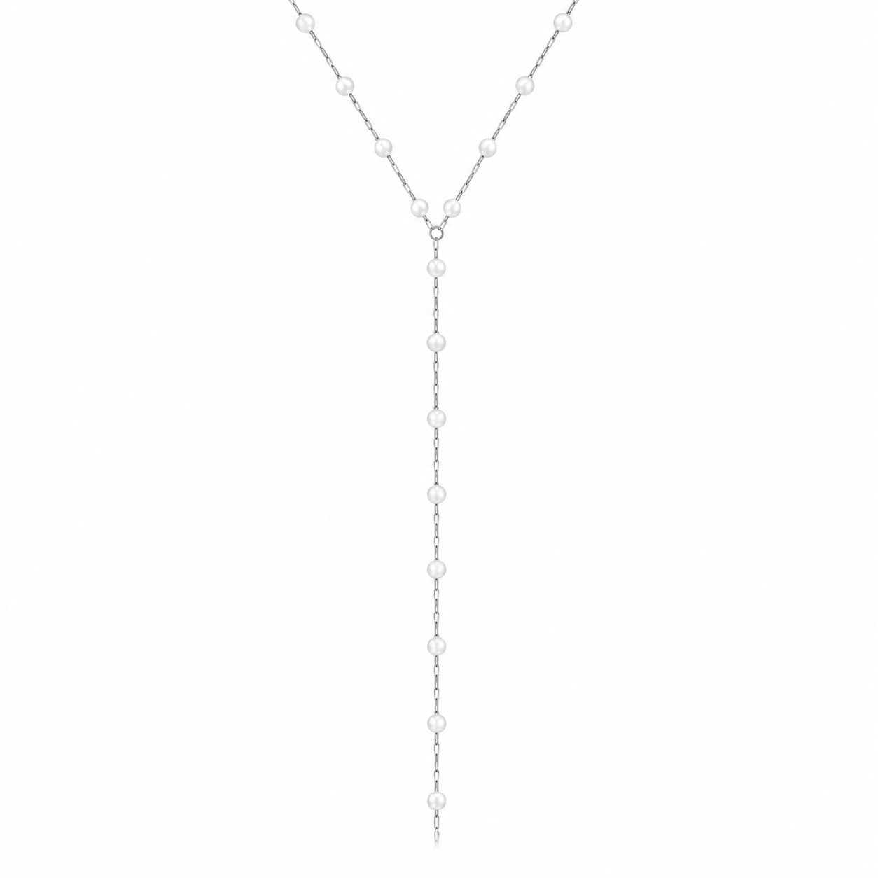 Bohomoon Stainless Steel Spencer Pearl Lariat Necklace