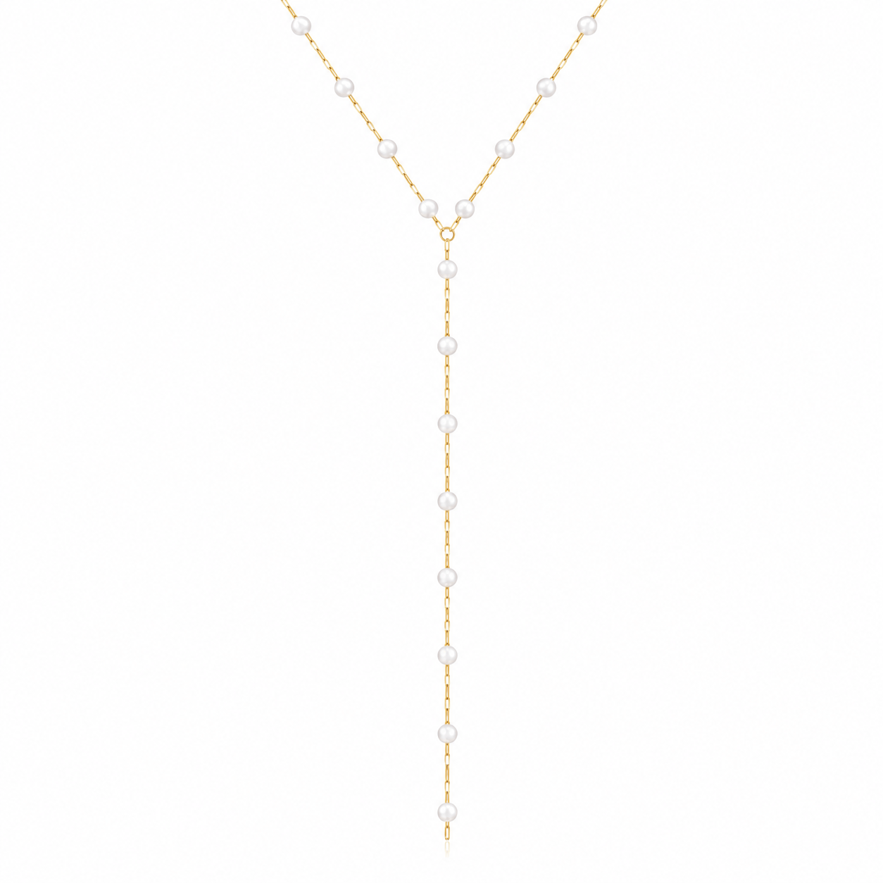 Bohomoon Stainless Steel Spencer Pearl Lariat Necklace