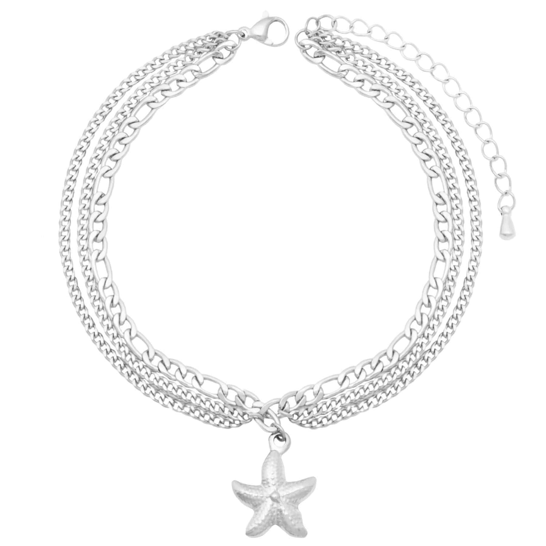 Bohomoon Stainless Steel Starfish Triple Anklet