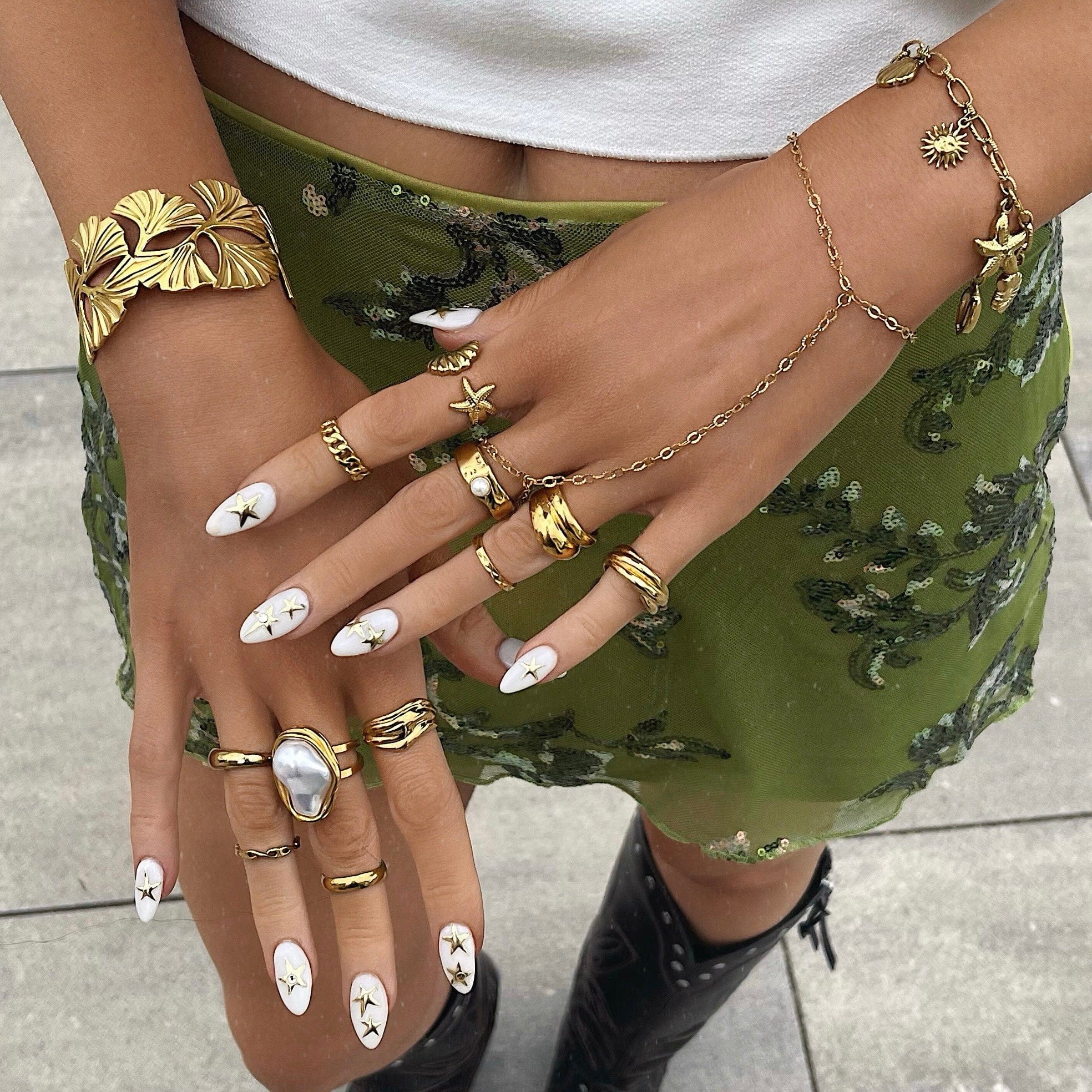 Bohomoon Stainless Steel Tiki Pearl Ring