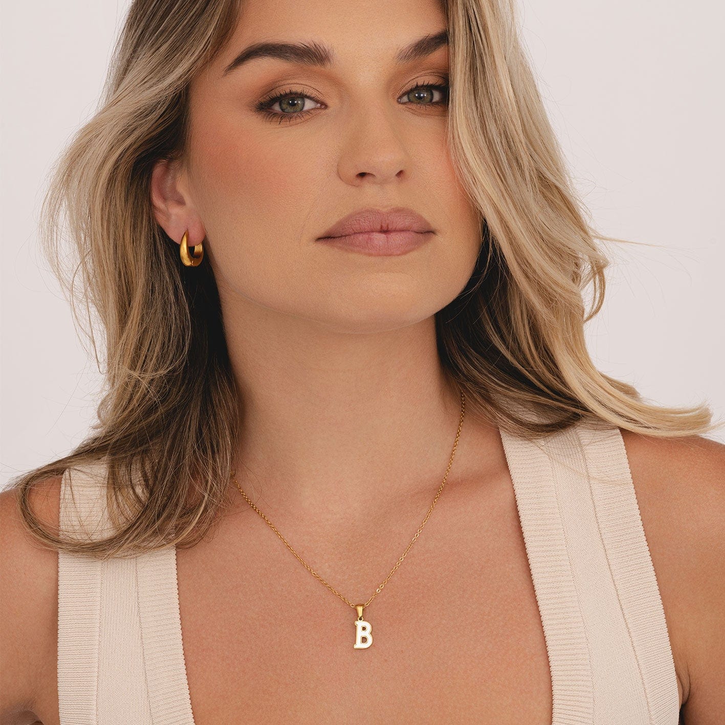 Bohomoon Stainless Steel Varsity Pearl Initial Necklace