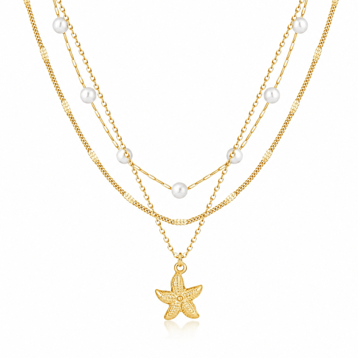 Bohomoon Stainless Steel Youth Pearl Layered Necklace