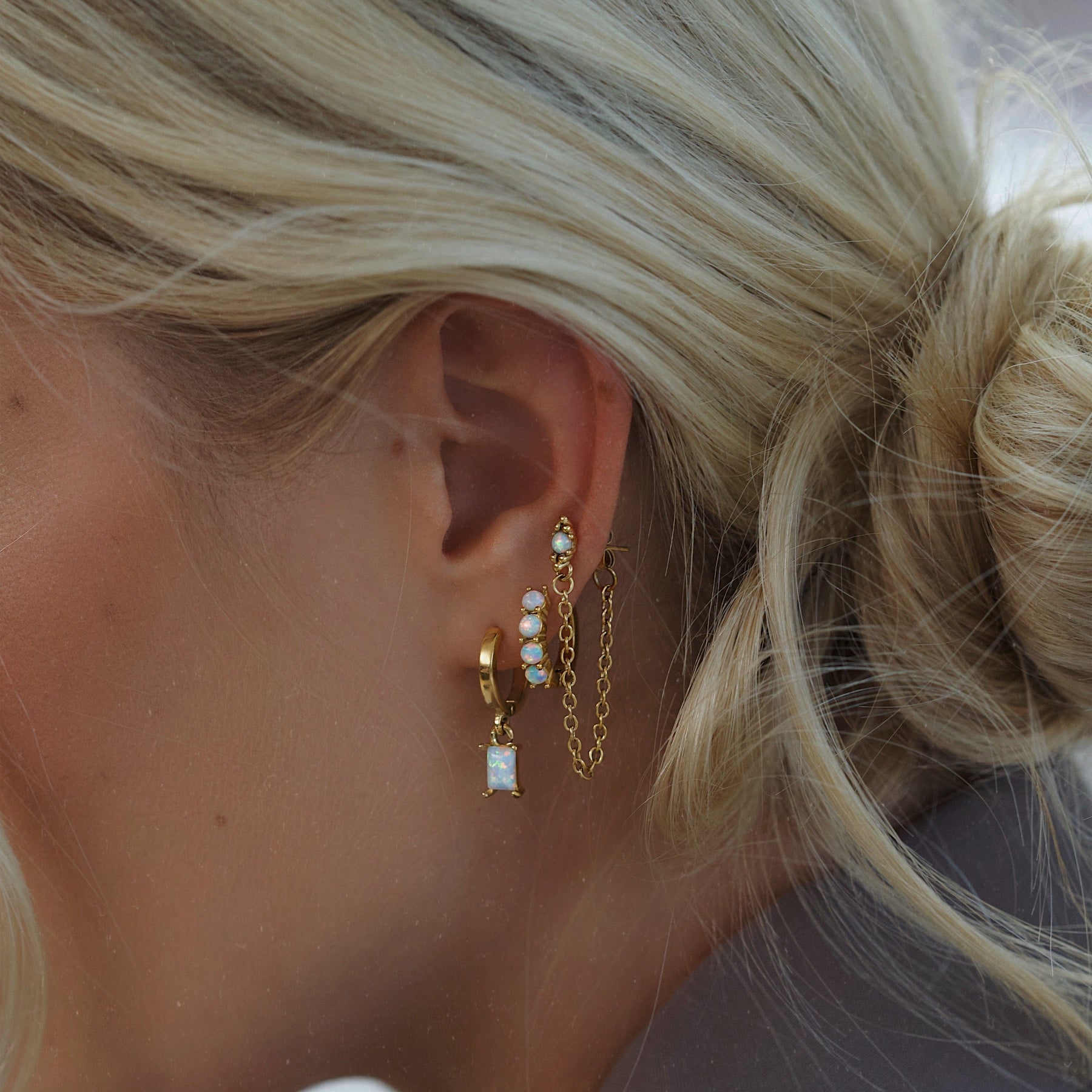 BohoMoon Stainless Steel Zora Opal Stud Drop Earrings