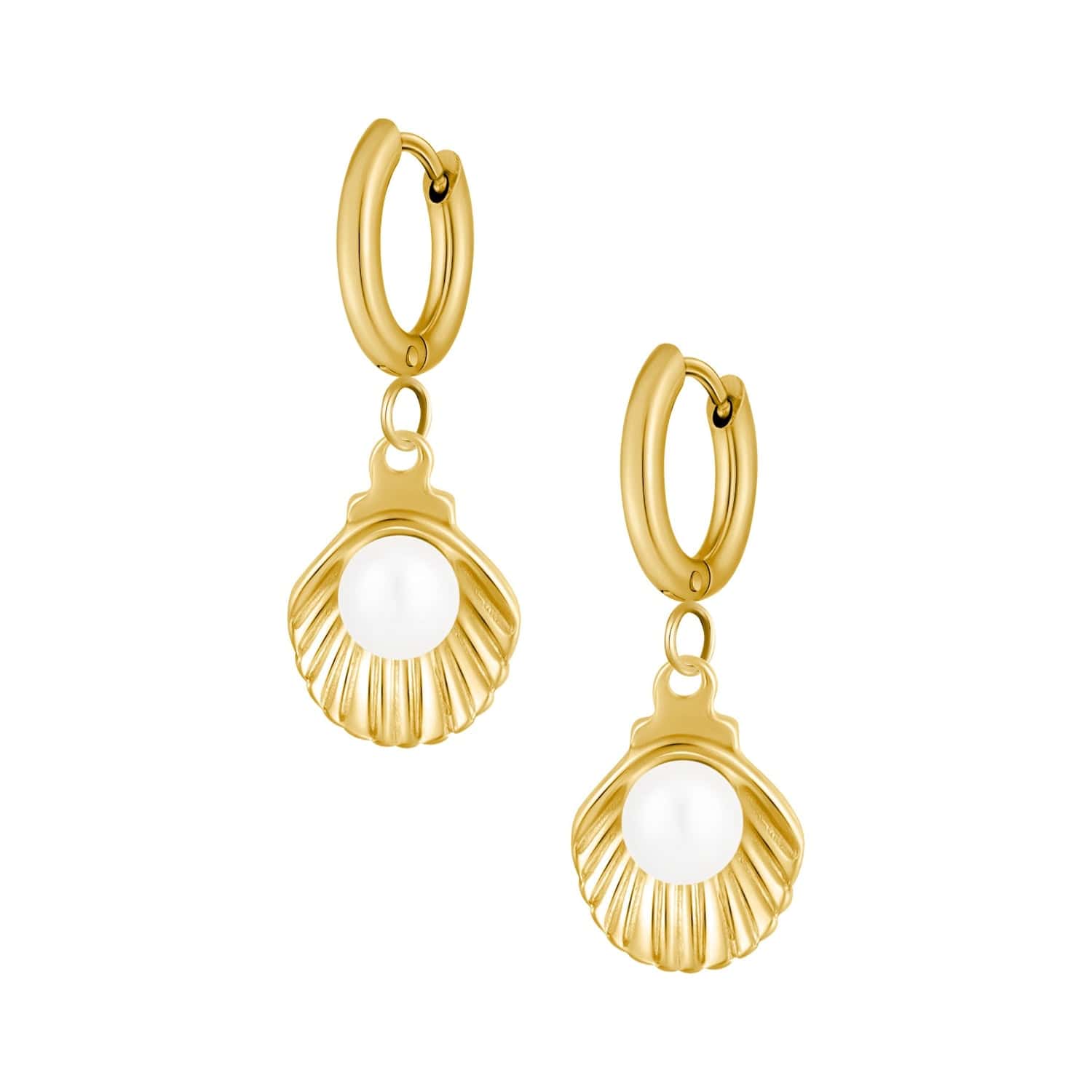 Bohomoon Stainless Steel Coast Pearl Hoop Earrings