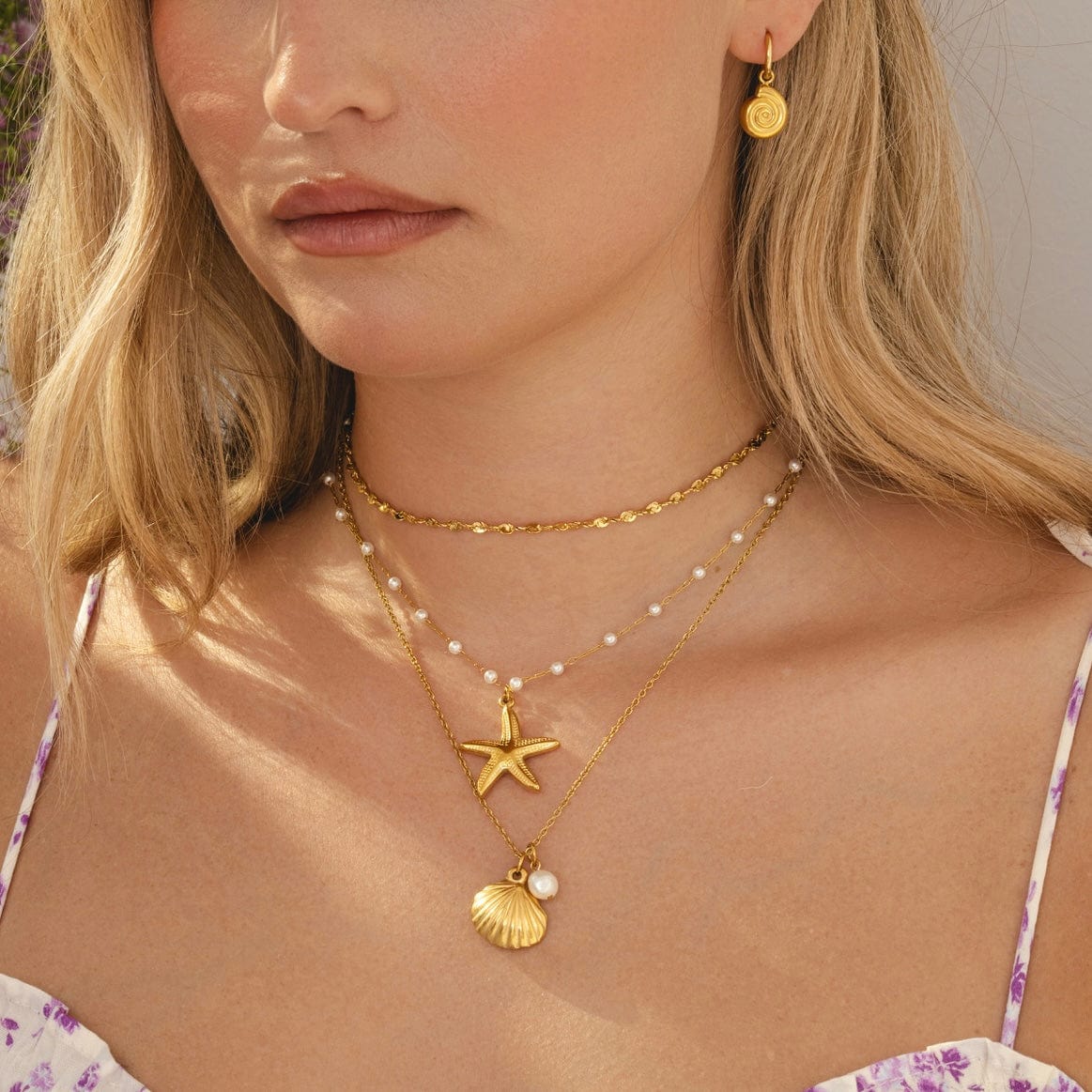 Bohomoon Stainless Steel Maribel Starfish Pearl Necklace