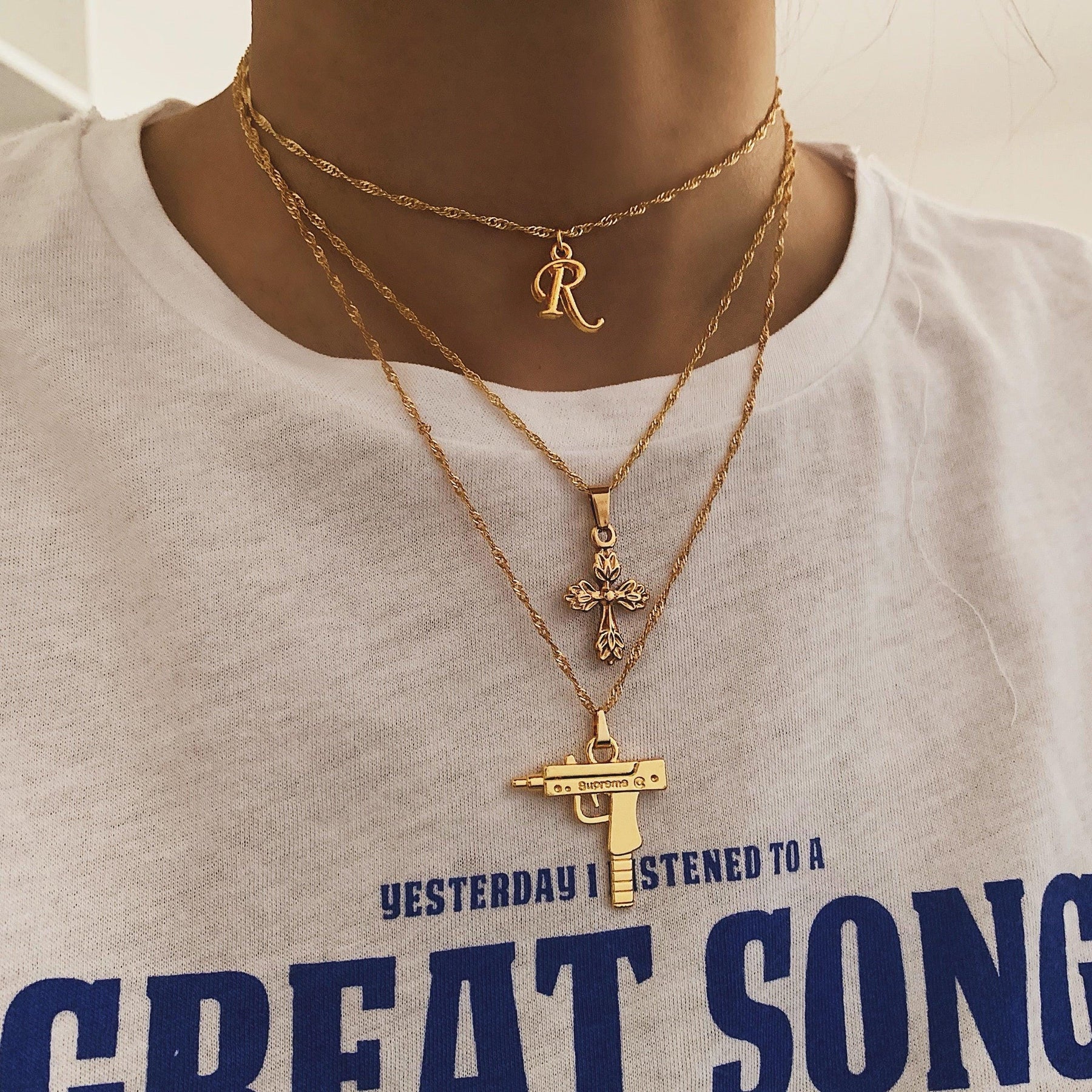 BohoMoon Stainless Steel Serenity Cross Choker / Necklace