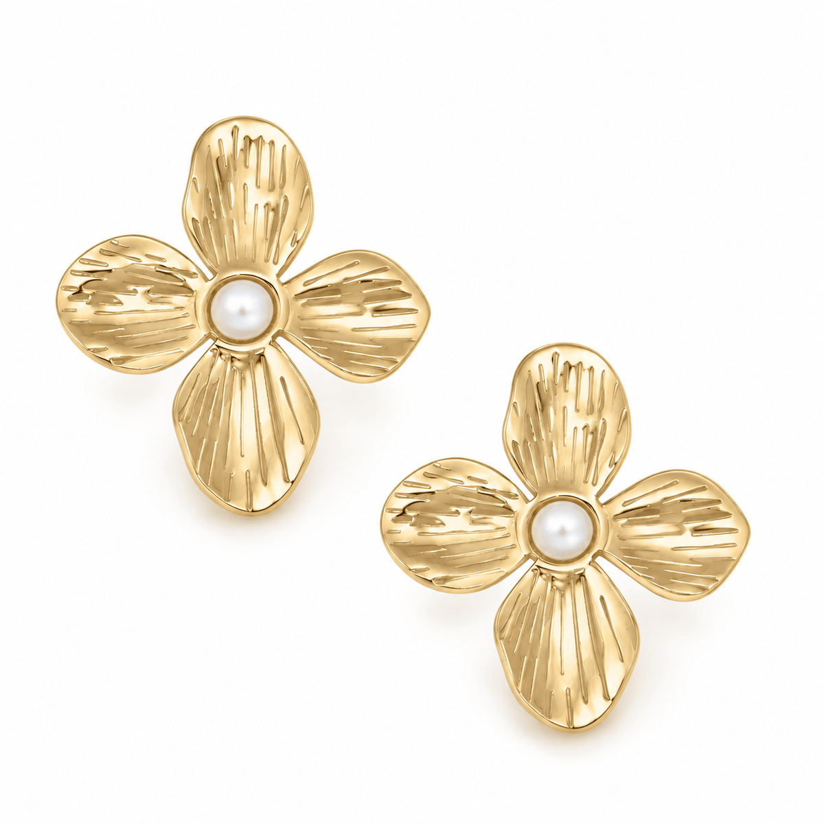 Aurelie Flower Pearl Stud Earrings