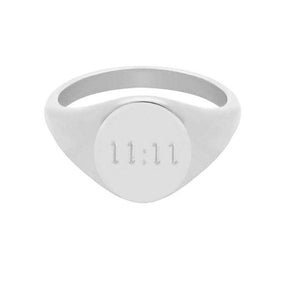 BohoMoon Stainless Steel 11:11 Signet Ring Silver / US 6 / UK L / EUR 51 (small)