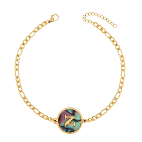 BohoMoon Stainless Steel Abalone Initial Bracelet