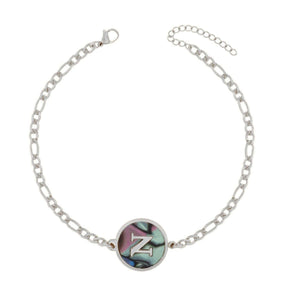 BohoMoon Stainless Steel Abalone Initial Bracelet Silver / A