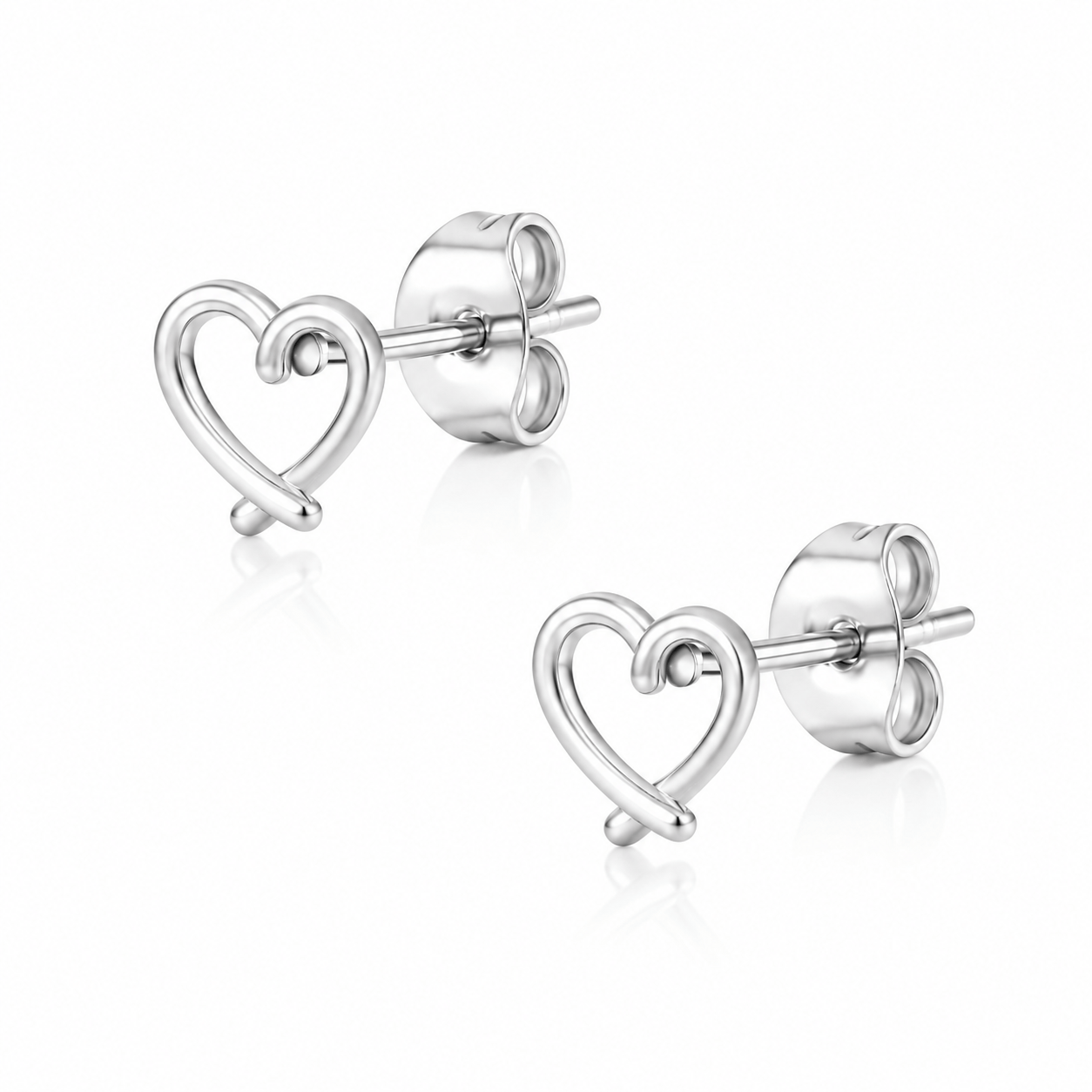 Bohomoon Stainless Steel Adorn Heart Stud Earrings