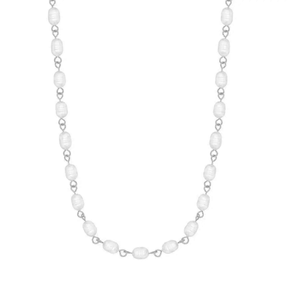 BohoMoon Stainless Steel Adrienne Pearl Necklace Silver