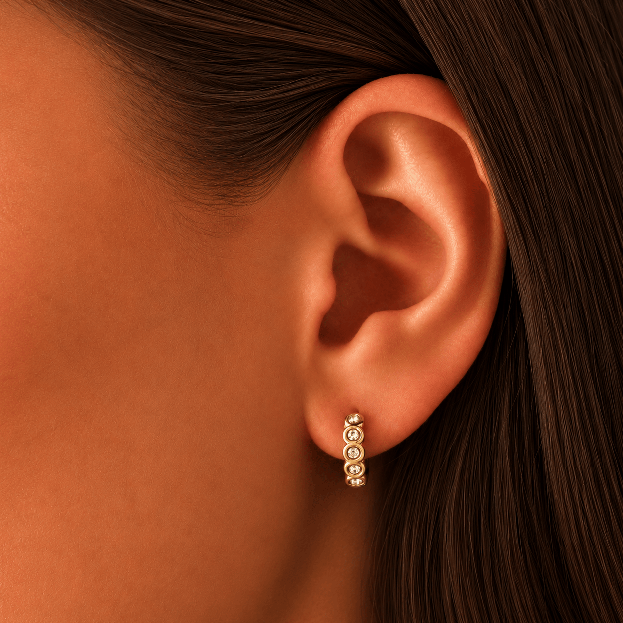 Bohomoon Stainless Steel Agatha Huggie Hoop Earrings
