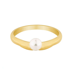 BohoMoon Stainless Steel Amaya Pearl Ring Gold / US 6 / UK L / EUR 51 (small)