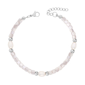 BohoMoon Stainless Steel Amelie Pearl Bracelet Silver