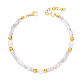 BohoMoon Stainless Steel Amelie Pearl Bracelet Gold