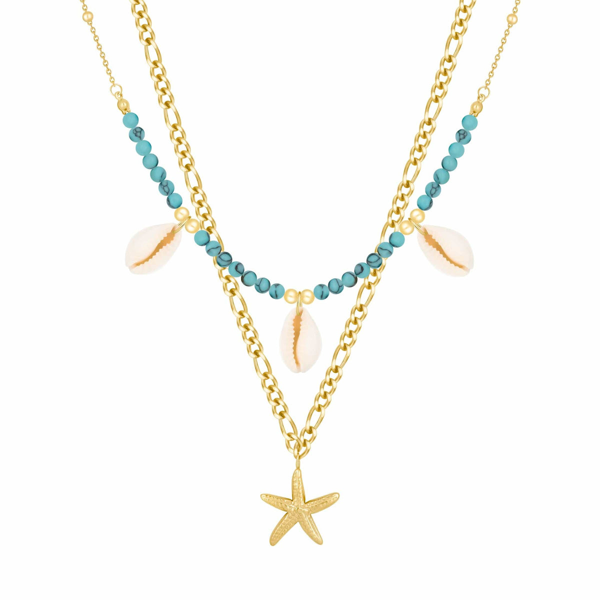 Bohomoon Stainless Steel Amour Layered Starfish Necklace