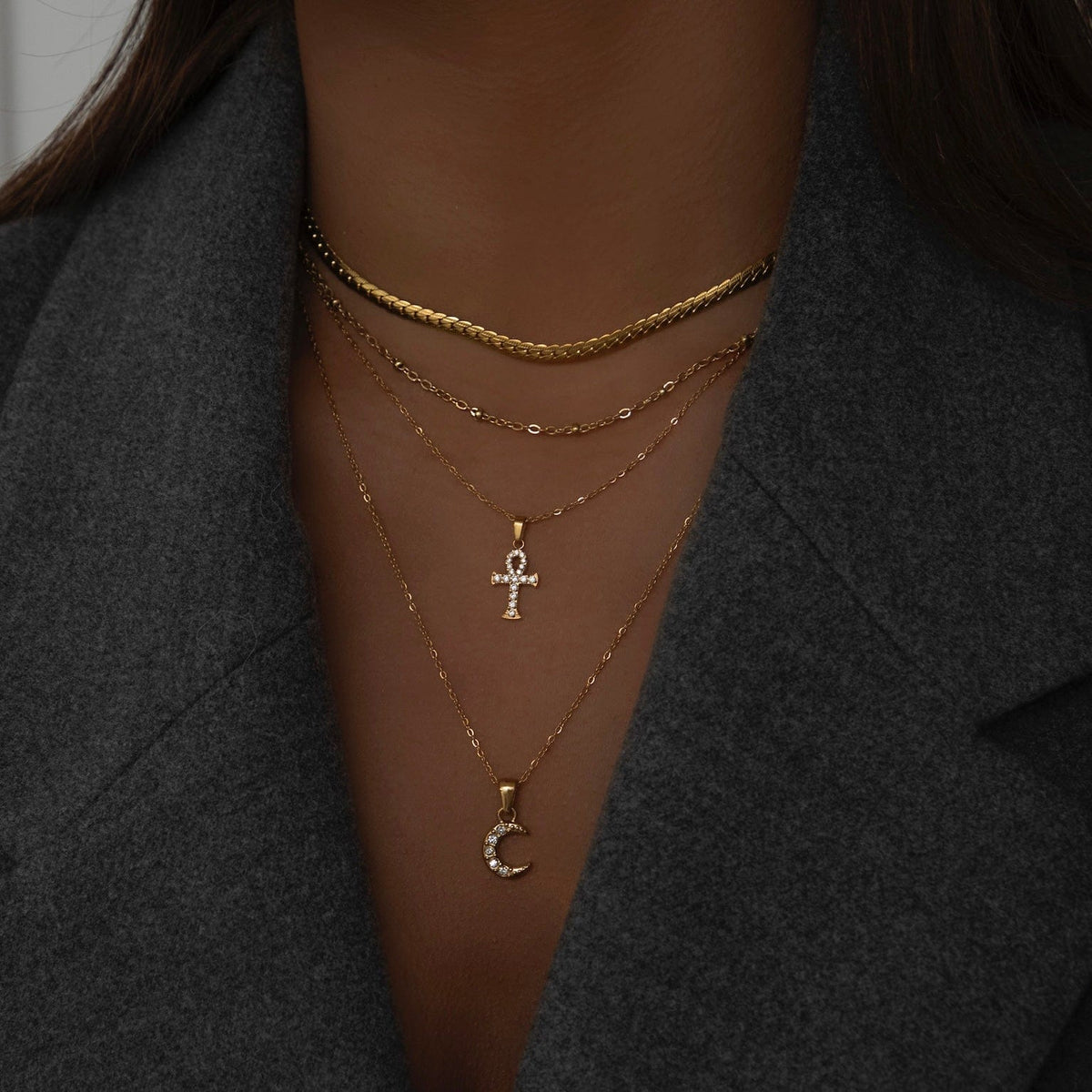 BohoMoon Stainless Steel Ankh Necklace Gold