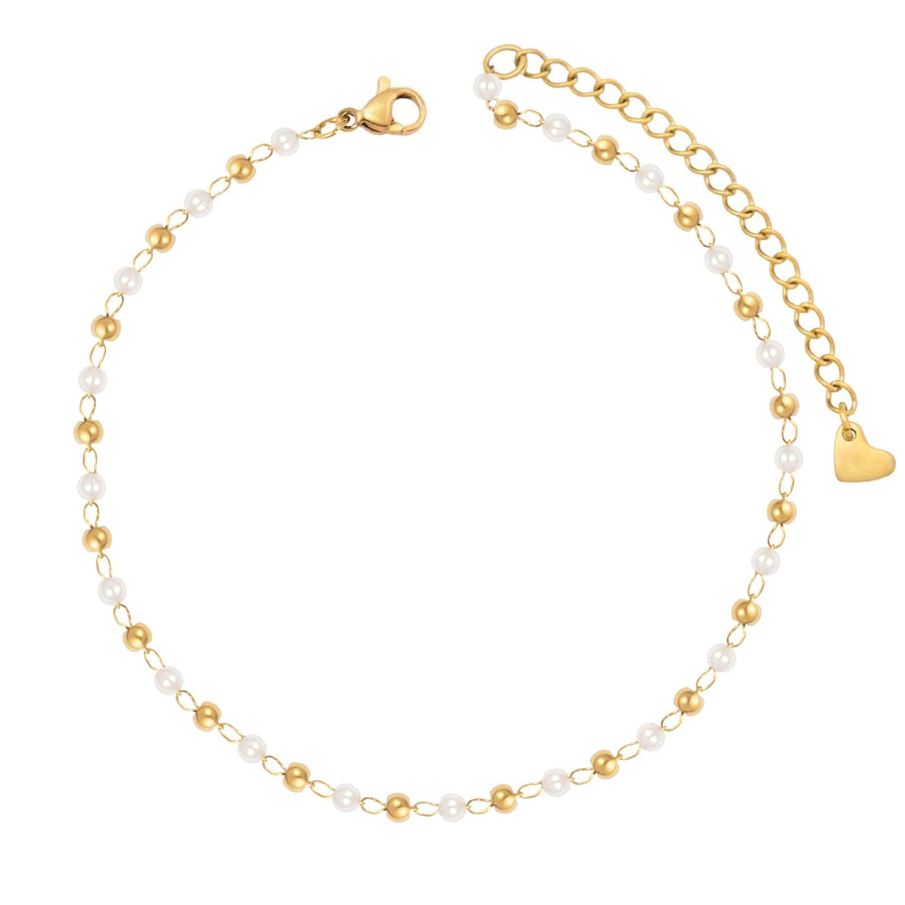 BohoMoon Stainless Steel Antalya Pearl Anklet Gold