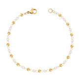BohoMoon Stainless Steel Antalya Pearl Bracelet Gold / Small