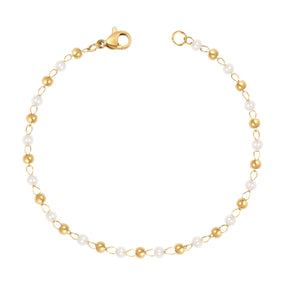 BohoMoon Stainless Steel Antalya Pearl Bracelet Gold / Small