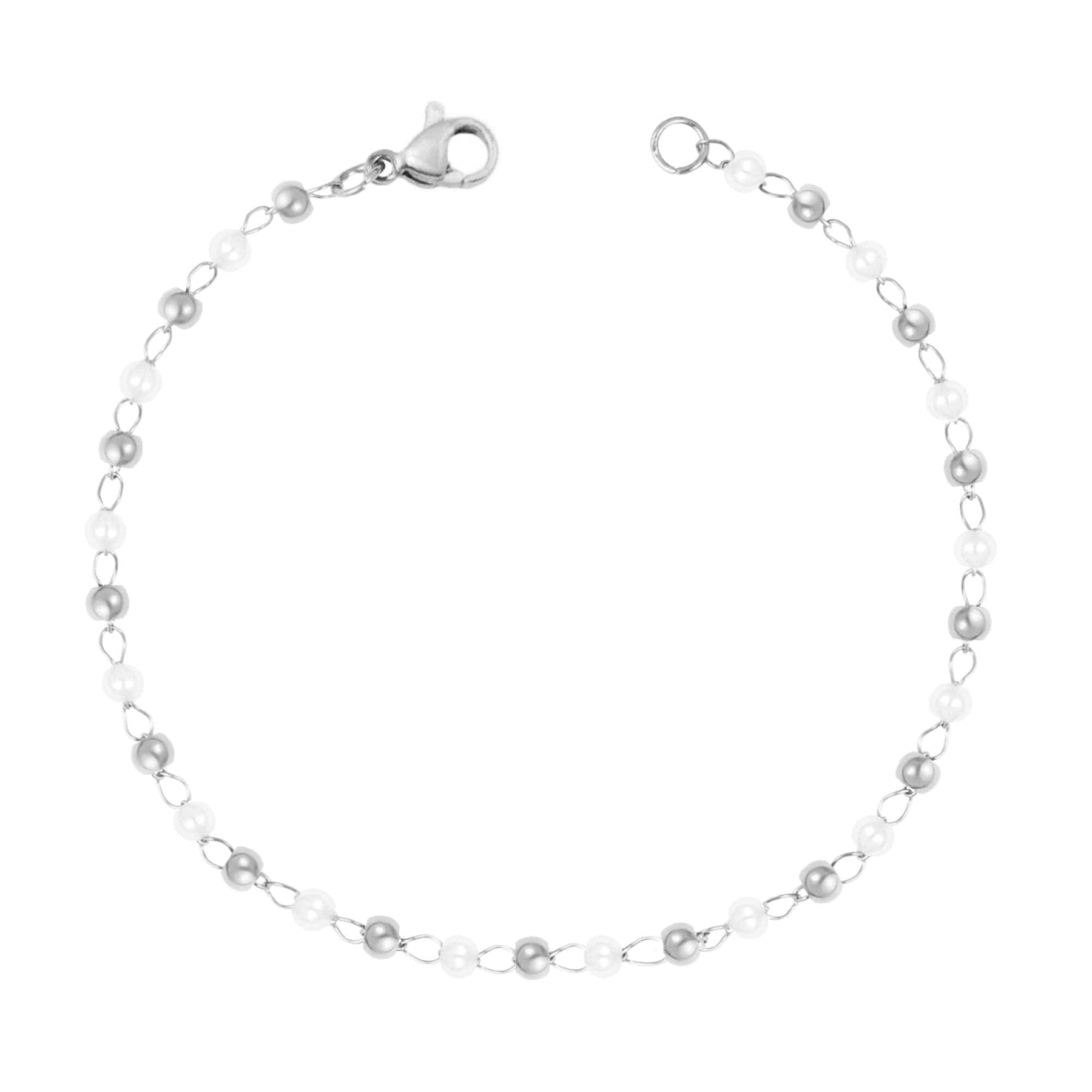BohoMoon Stainless Steel Antalya Pearl Bracelet Silver / Small