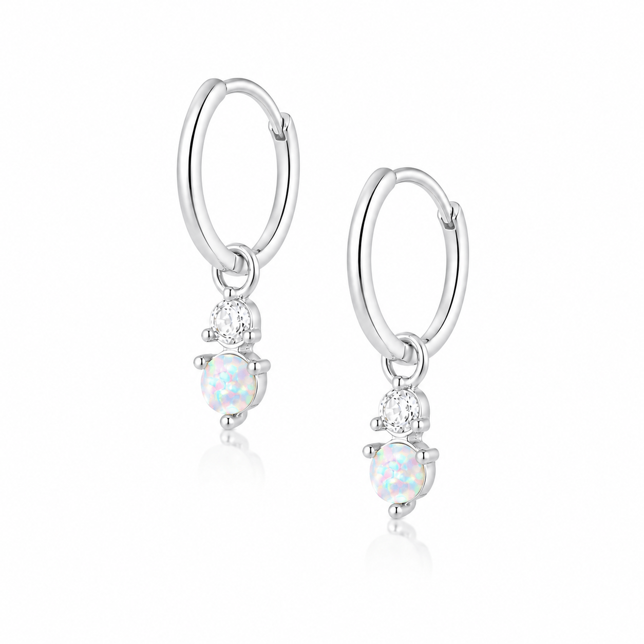 Bohomoon Stainless Steel Anthem Opal Hoop Earrings
