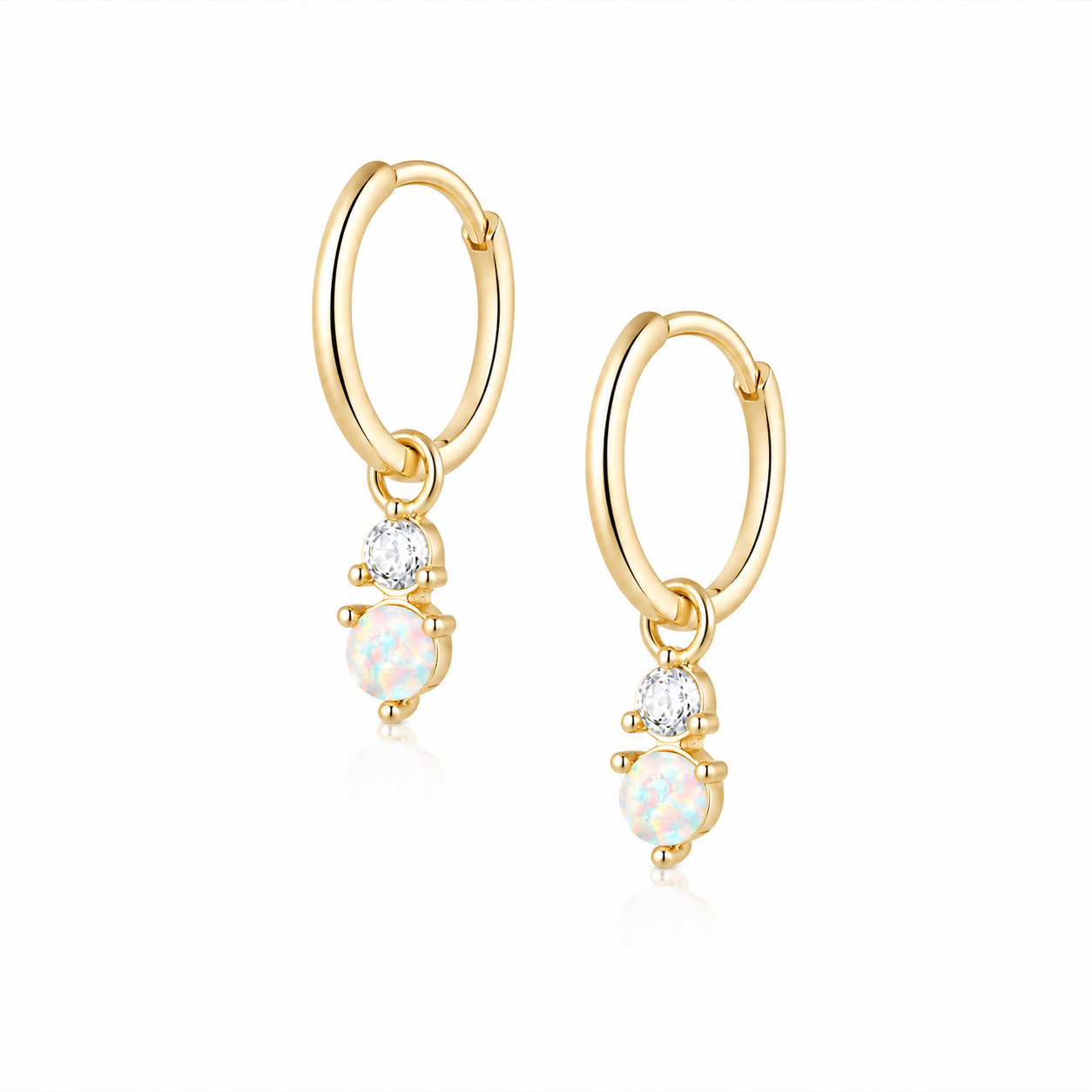 Bohomoon Stainless Steel Anthem Opal Hoop Earrings